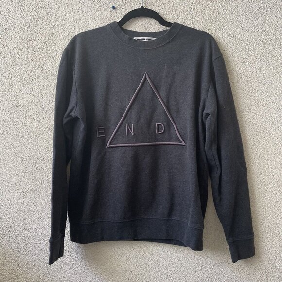 MCQ Alexander Mcqueen Mens Gray Spellout End Sweatshirt Crewneck Size Small - Picture 1 of 8